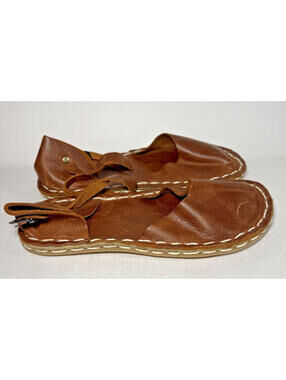 ATLANTIS Lion Barefoot Sandals Leather Buckle Strap Brown